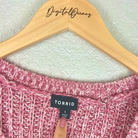 Torrid Pullover Slouchy V-Neck Tunic Sweater, Multi Stripe Pink 1 (1X, 14-16) - Picture 3 of 8